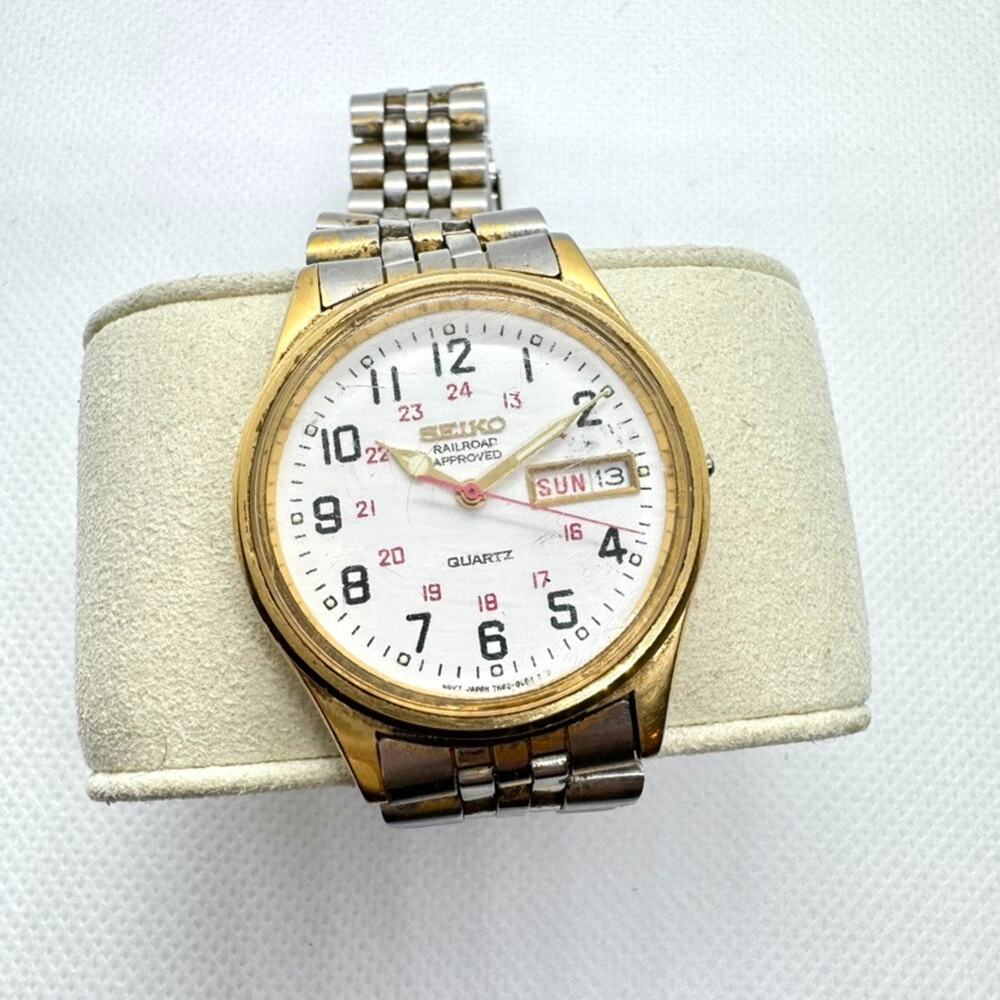 Vtg Seiko Railroad Approved Mens Quartz Watch 7N43-8A39 FOR PARTS/REPAIR